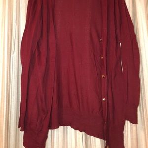 Maroon lightweight long cardigan w/ accent buttons
